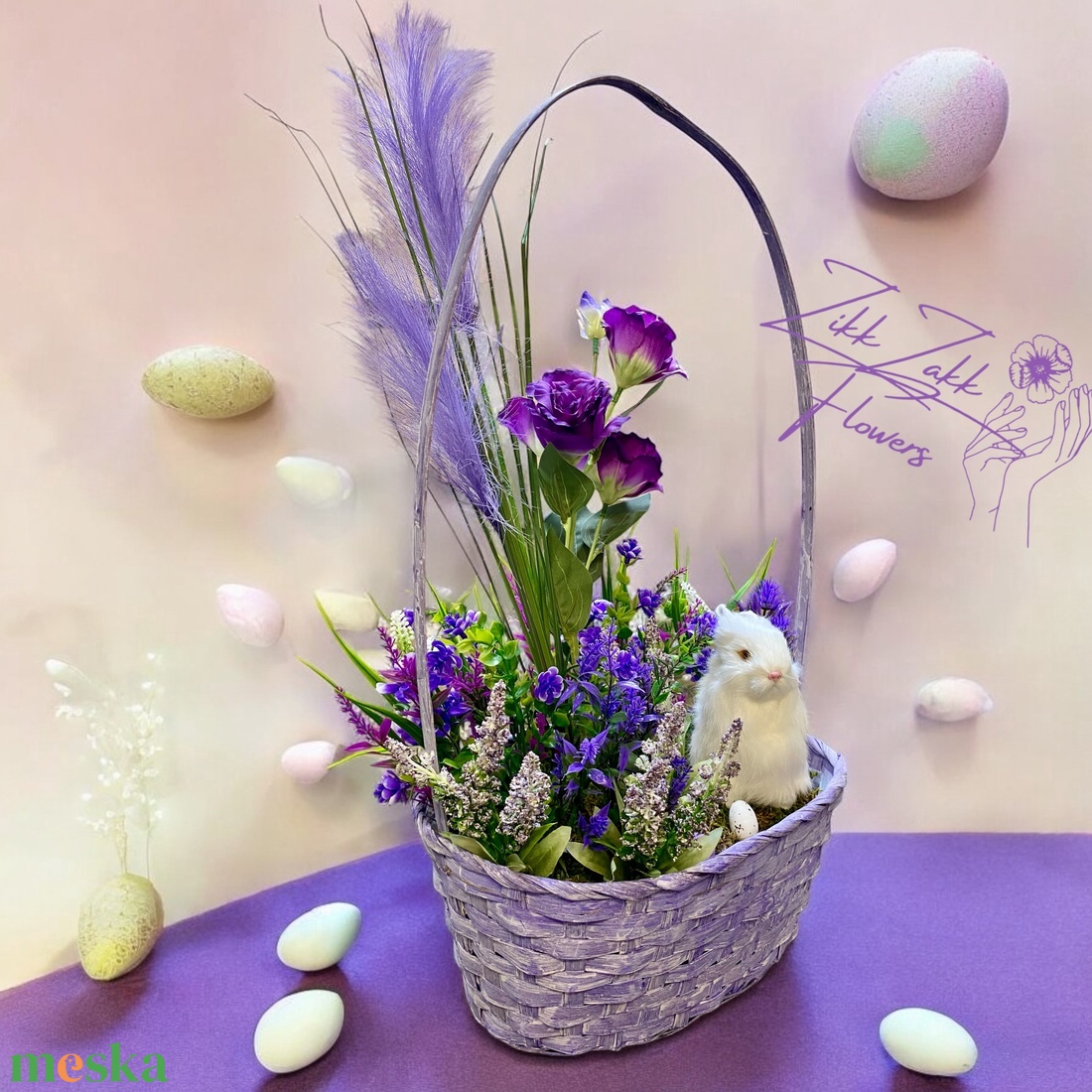 Lila Húsvéti Kosár - Nagyméretű  - otthon & életmód - dekoráció - asztal és polc dekoráció - asztaldísz - Meska.hu