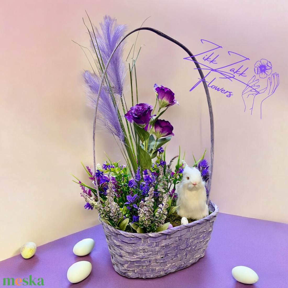 Lila Húsvéti Kosár - Nagyméretű  - otthon & életmód - dekoráció - asztal és polc dekoráció - asztaldísz - Meska.hu