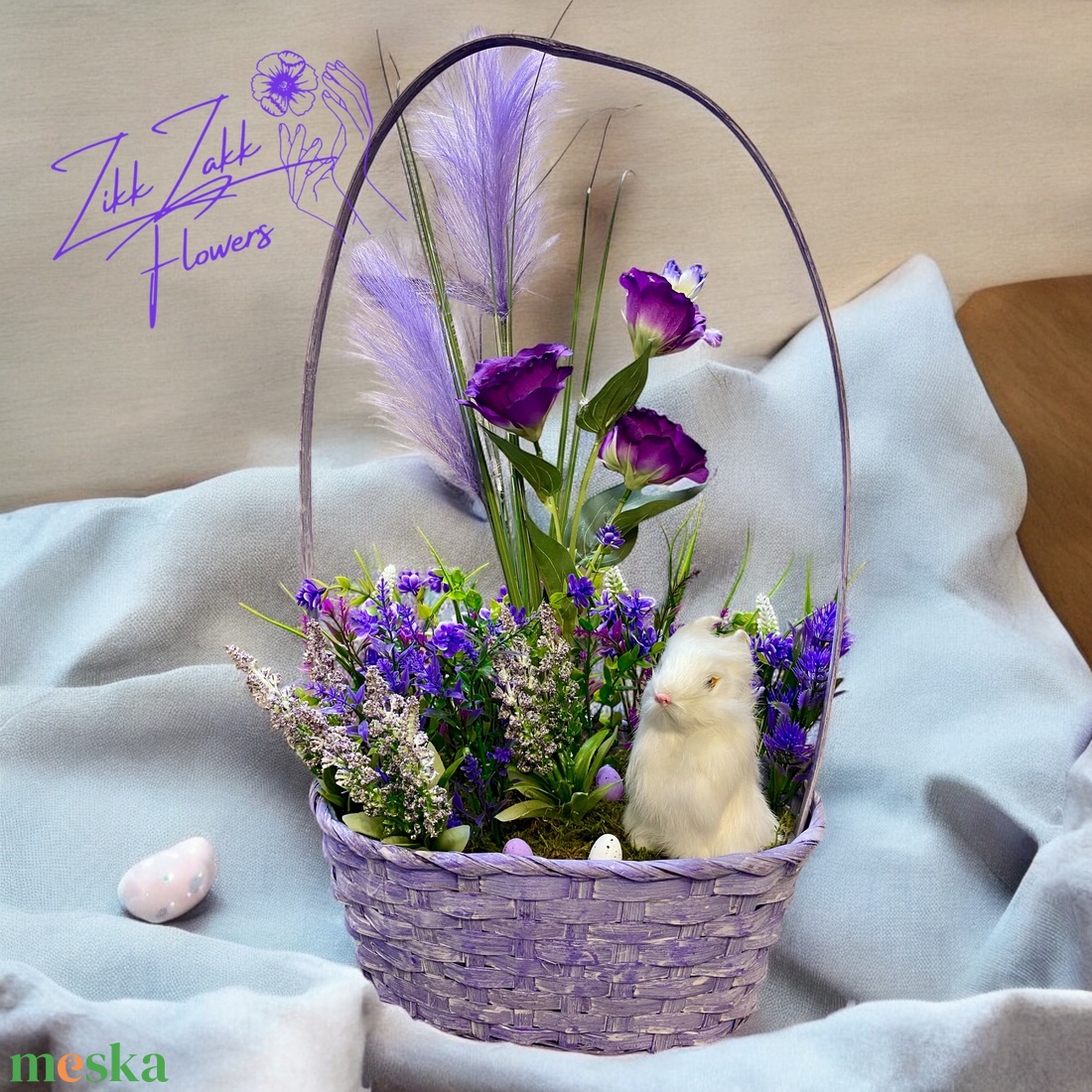 Lila Húsvéti Kosár - Nagyméretű  - otthon & életmód - dekoráció - asztal és polc dekoráció - asztaldísz - Meska.hu