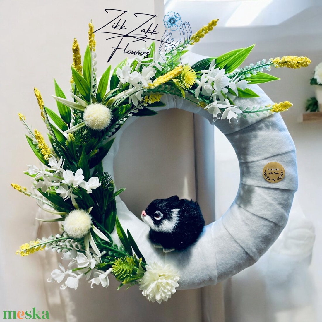 Tavaszi Nyuszis Koszorú - otthon & életmód - dekoráció - ajtó- és ablak dekoráció - ajtódísz & kopogtató - Meska.hu