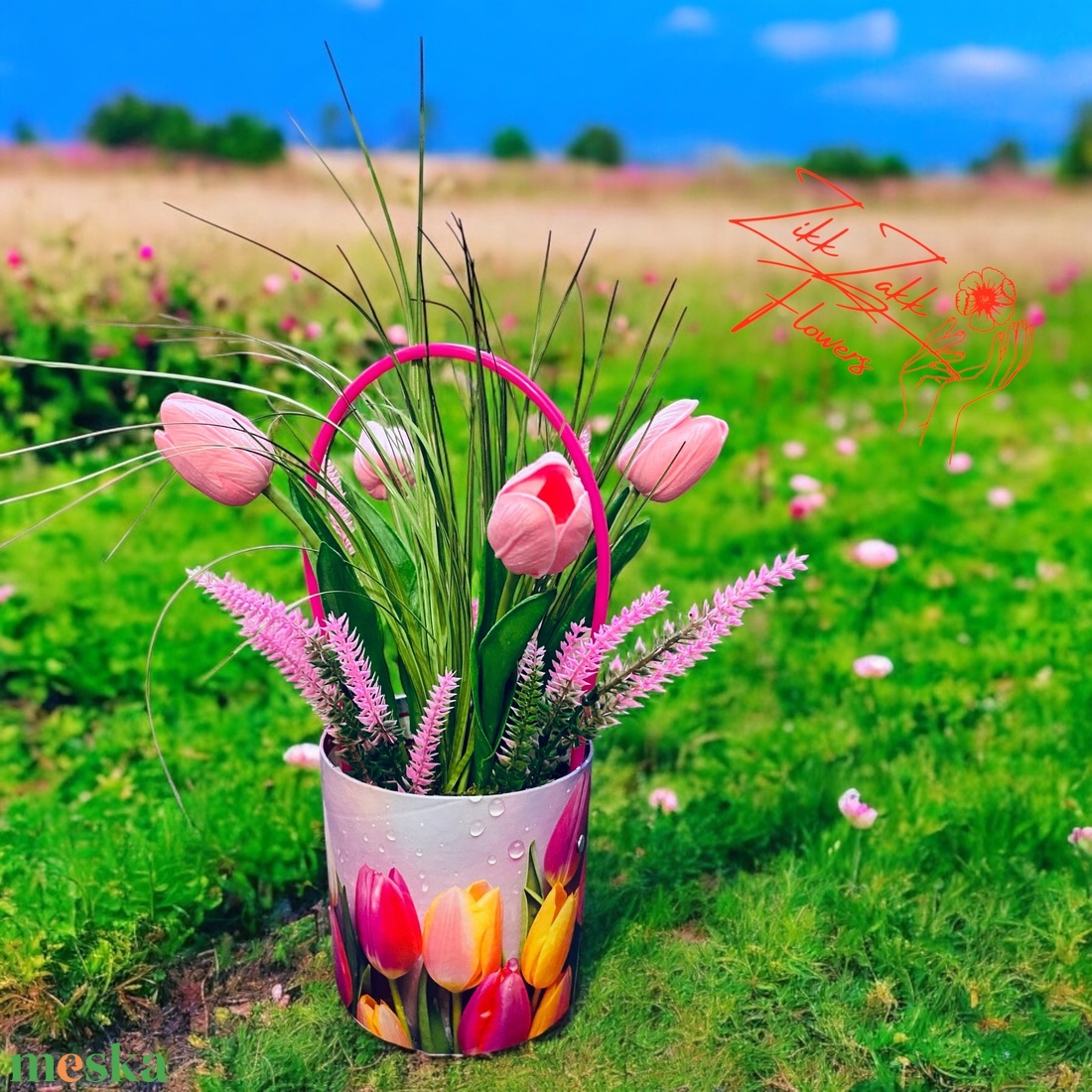 Tavaszi Tulipános Vödör - otthon & életmód - dekoráció - virágdísz és tartó - csokor & virágdísz - Meska.hu