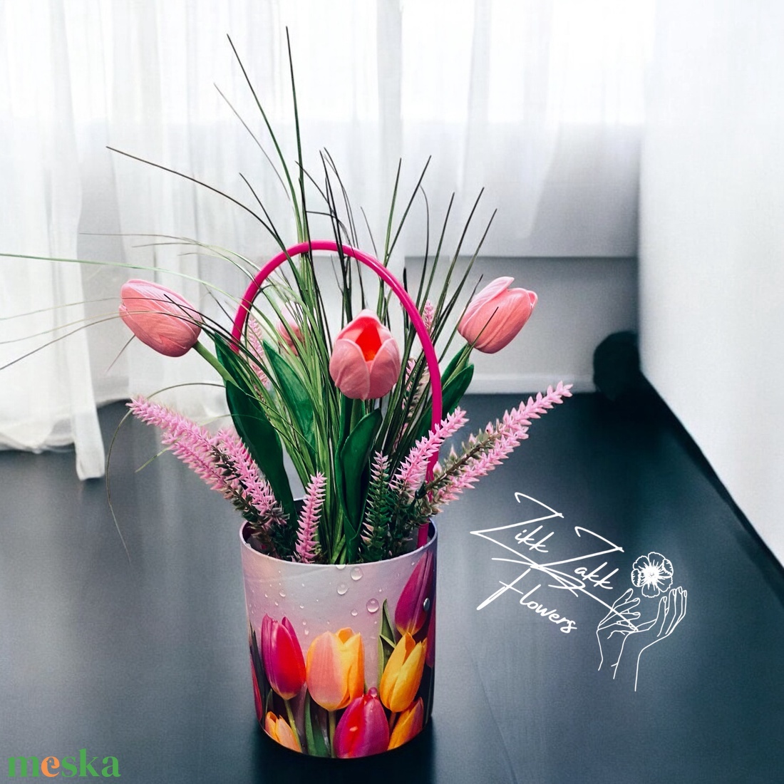 Tavaszi Tulipános Vödör - otthon & életmód - dekoráció - virágdísz és tartó - csokor & virágdísz - Meska.hu