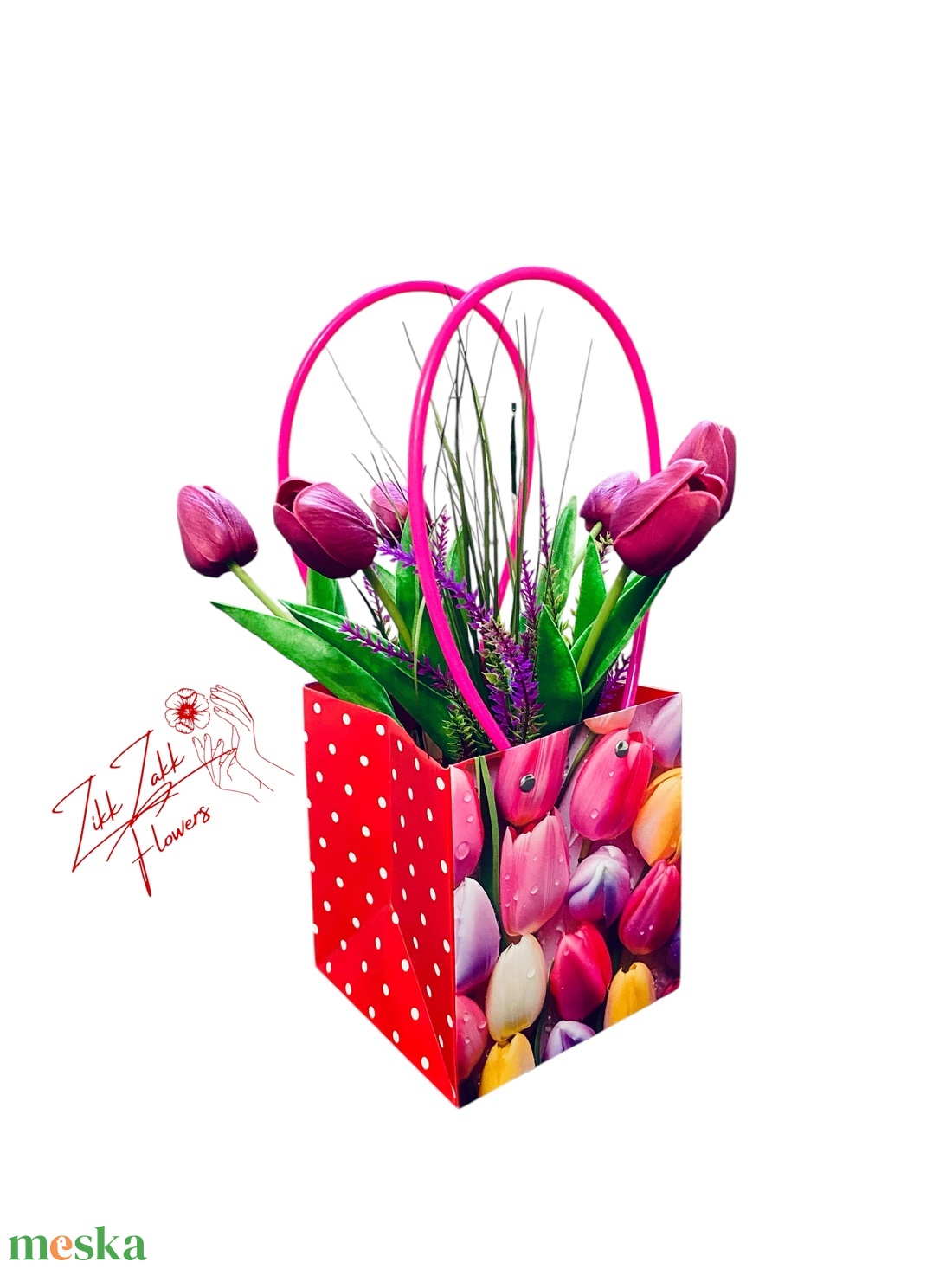 Pöttyös Tulipános Ajándék Táska - otthon & életmód - dekoráció - virágdísz és tartó - virágbox, virágdoboz - Meska.hu Pöttyös Tulipános Ajándék Táska - otthon & életmód - dekoráció - virágdísz és tartó - virágbox, virágdoboz - Meska.hu
