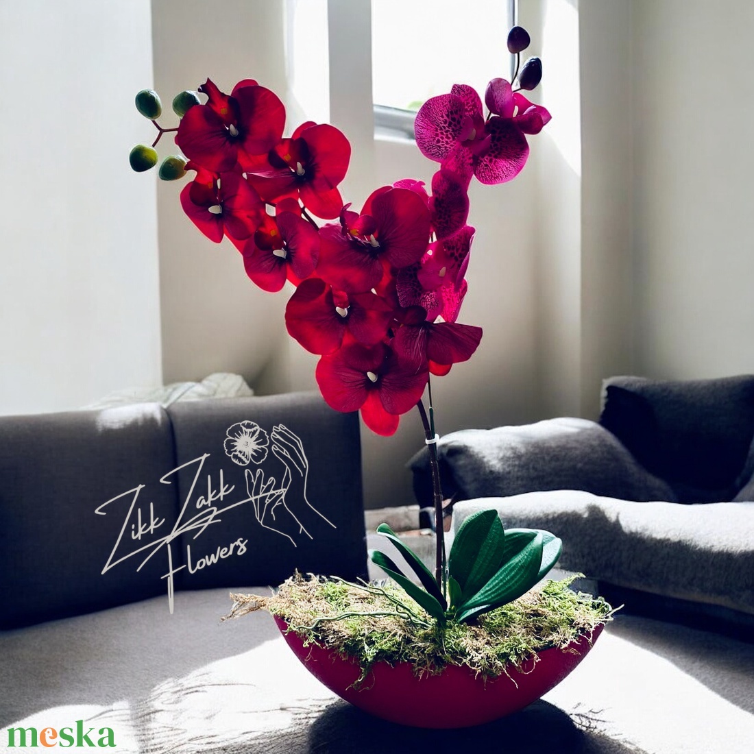 Vörös orchidea virágkompozíció - otthon & életmód - dekoráció - virágdísz és tartó - csokor & virágdísz - Meska.hu Vörös orchidea virágkompozíció - otthon & életmód - dekoráció - virágdísz és tartó - csokor & virágdísz - Meska.hu