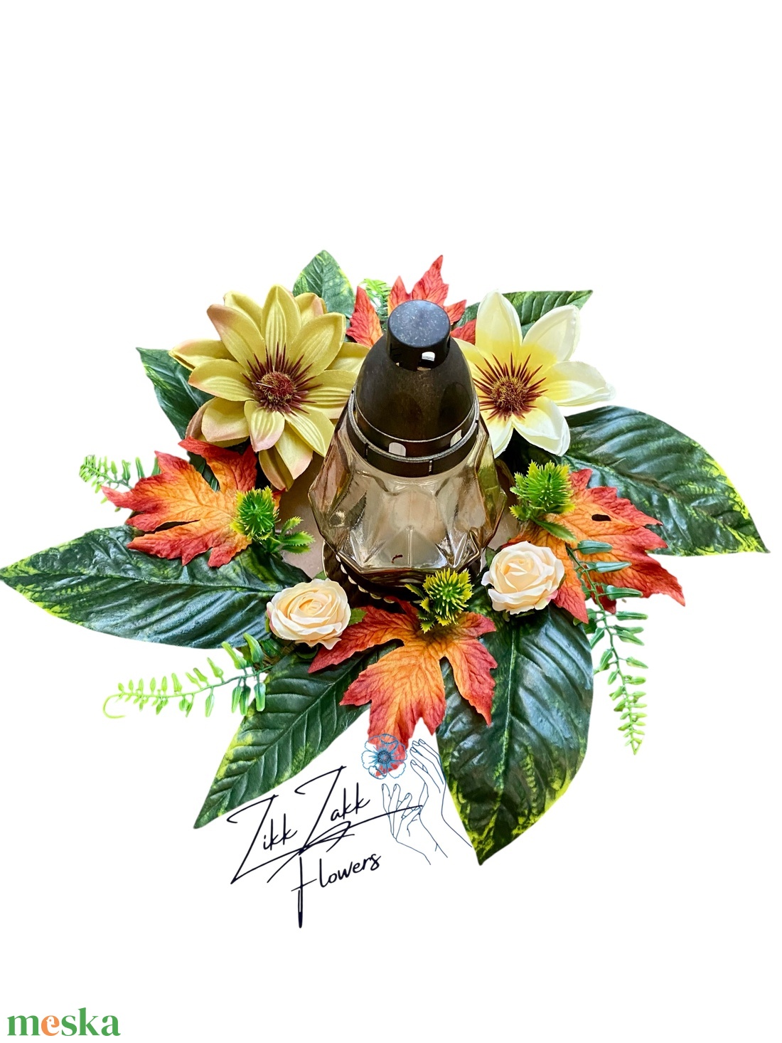 Őszi mécses tartós koszorú sárga és narancs virágokkal - otthon & életmód - vallás - temetkezési tárgy - temetői gyertyák, mécsesek - Meska.hu Őszi mécses tartós koszorú sárga és narancs virágokkal - otthon & életmód - vallás - temetkezési tárgy - temetői gyertyák, mécsesek - Meska.hu