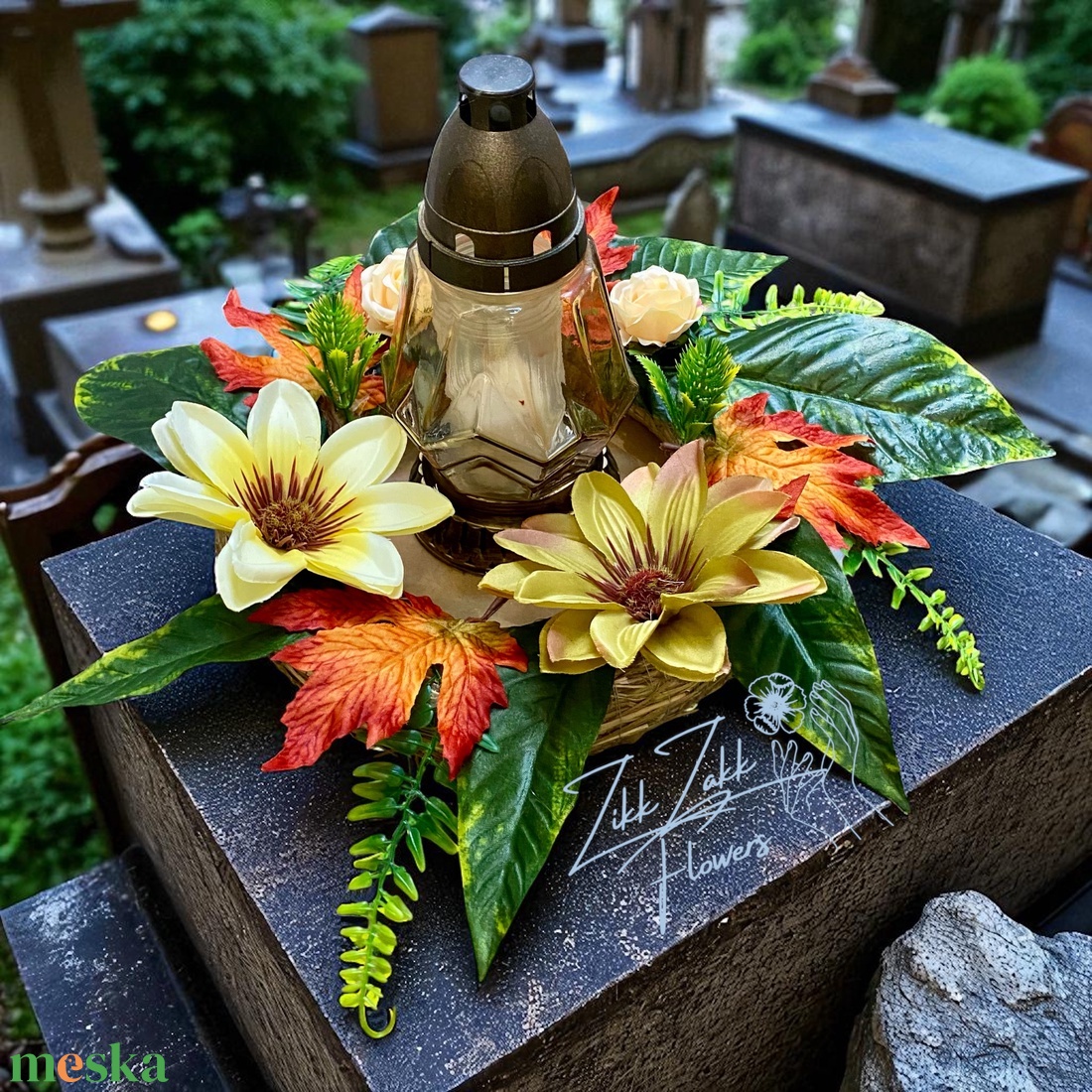 Őszi mécses tartós koszorú sárga és narancs virágokkal - otthon & életmód - vallás - temetkezési tárgy - temetői gyertyák, mécsesek - Meska.hu Őszi mécses tartós koszorú sárga és narancs virágokkal - otthon & életmód - vallás - temetkezési tárgy - temetői gyertyák, mécsesek - Meska.hu