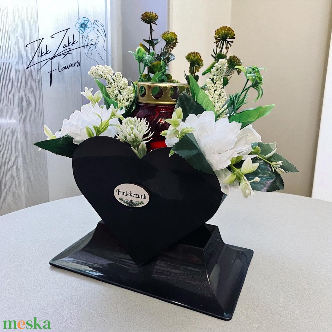 Fekete Szív Emlékmécses  - otthon & életmód - vallás - temetkezési tárgy - temetői gyertyák, mécsesek - Meska.hu
