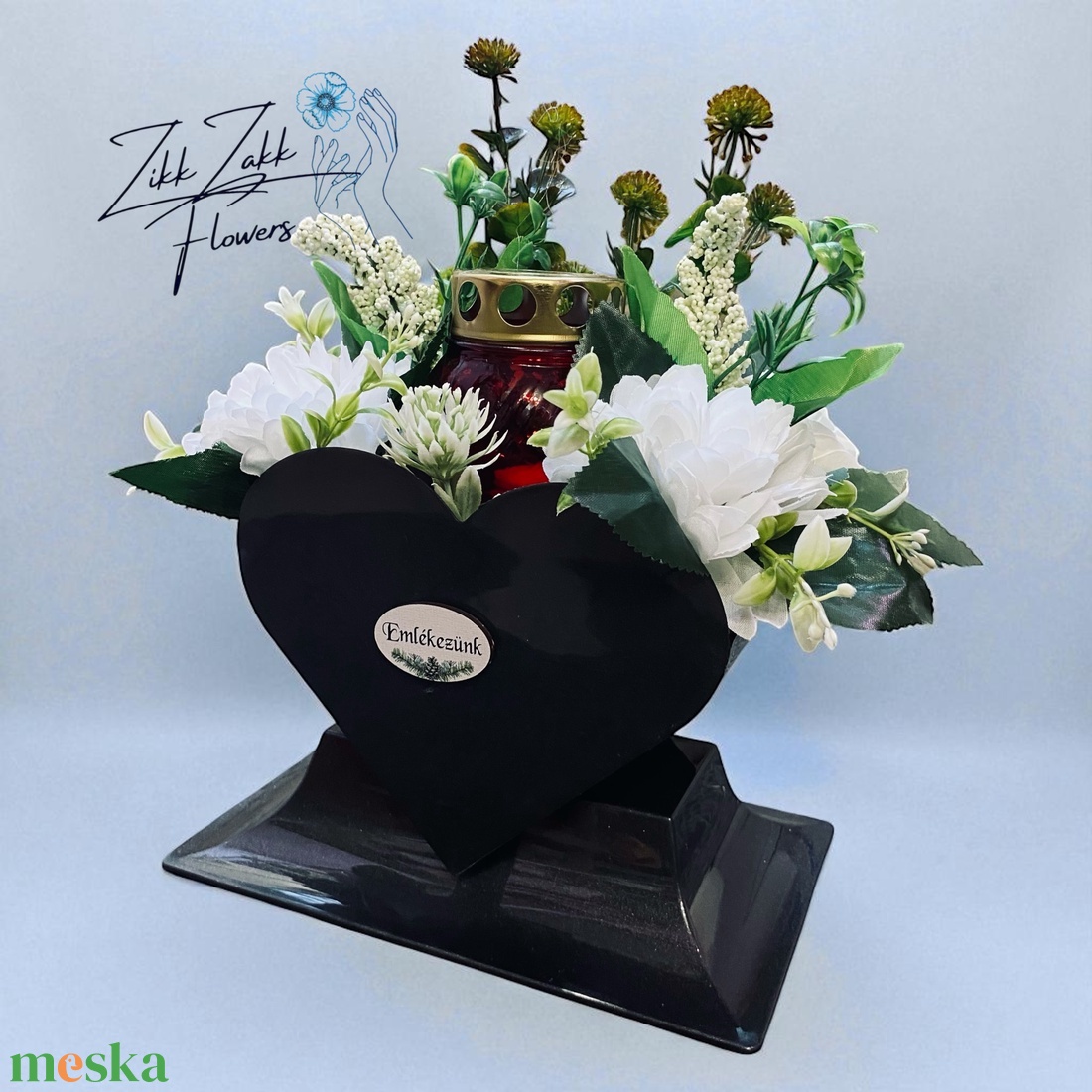 Fekete Szív Emlékmécses  - otthon & életmód - vallás - temetkezési tárgy - temetői gyertyák, mécsesek - Meska.hu