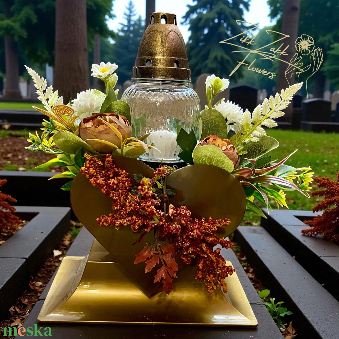 Bronz Szív Emlékmécses  Őszi Díszítéssel - otthon & életmód - vallás - temetkezési tárgy - temetői gyertyák, mécsesek - Meska.hu Bronz Szív Emlékmécses  Őszi Díszítéssel - otthon & életmód - vallás - temetkezési tárgy - temetői gyertyák, mécsesek - Meska.hu
