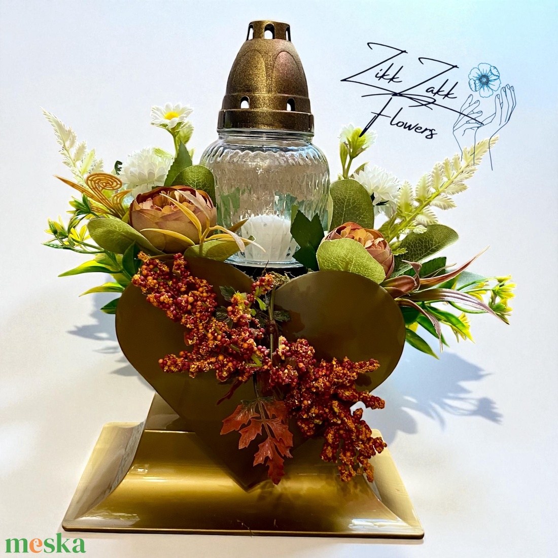 Bronz Szív Emlékmécses  Őszi Díszítéssel - otthon & életmód - vallás - temetkezési tárgy - temetői gyertyák, mécsesek - Meska.hu Bronz Szív Emlékmécses  Őszi Díszítéssel - otthon & életmód - vallás - temetkezési tárgy - temetői gyertyák, mécsesek - Meska.hu