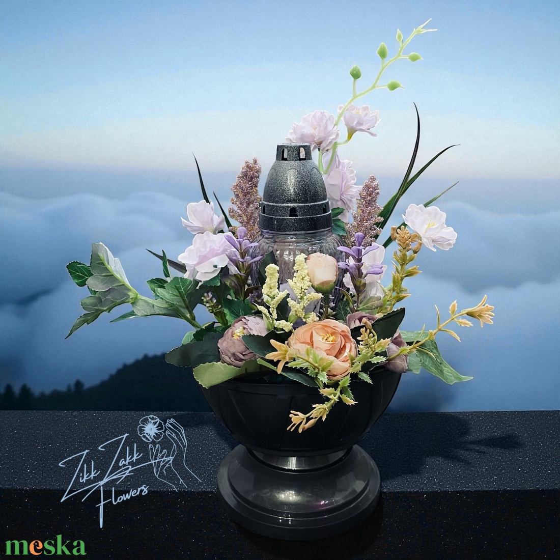 Levendulás Mécses kompozíció  Lila árnyalatokban - otthon & életmód - vallás - temetkezési tárgy - temetői gyertyák, mécsesek - Meska.hu