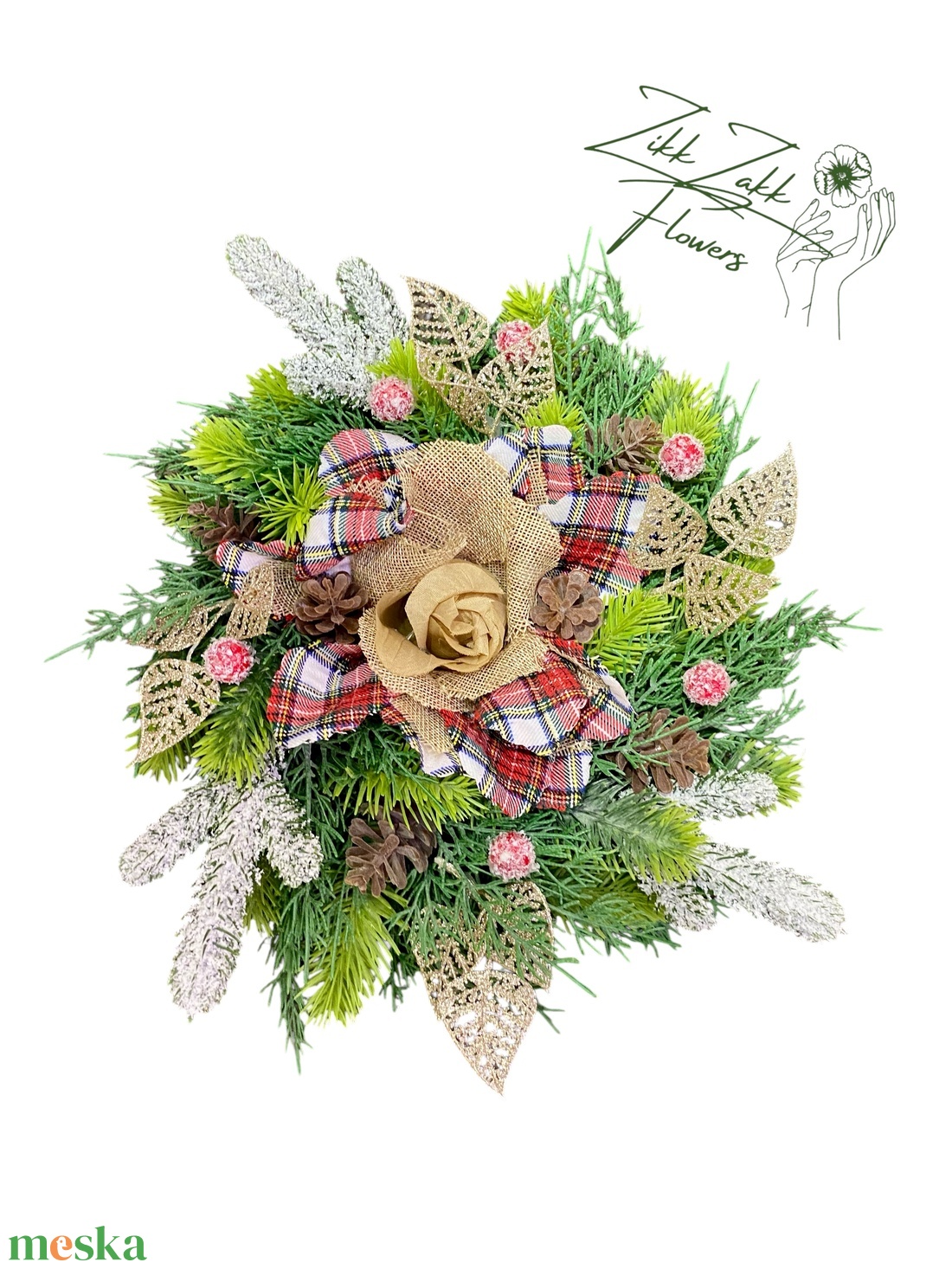 Karácsonyi Ajtódísz  Természetes Hangulatban, Skót Masnival - karácsony - karácsonyi lakásdekoráció - karácsonyi ajtódíszek - Meska.hu