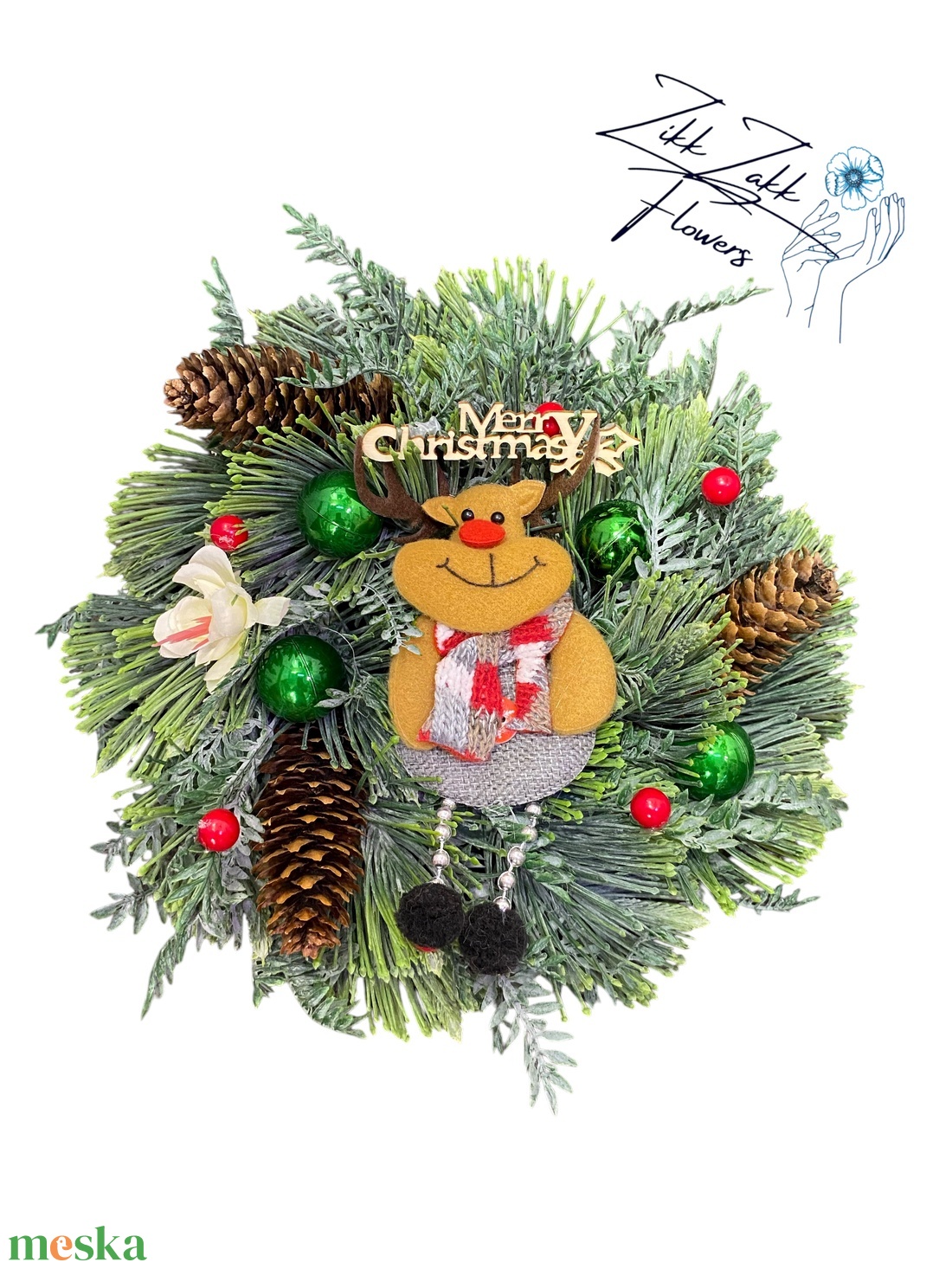 Karácsonyi Ajtódísz  Rénszarvas Figurával  - karácsony - karácsonyi lakásdekoráció - karácsonyi ajtódíszek - Meska.hu