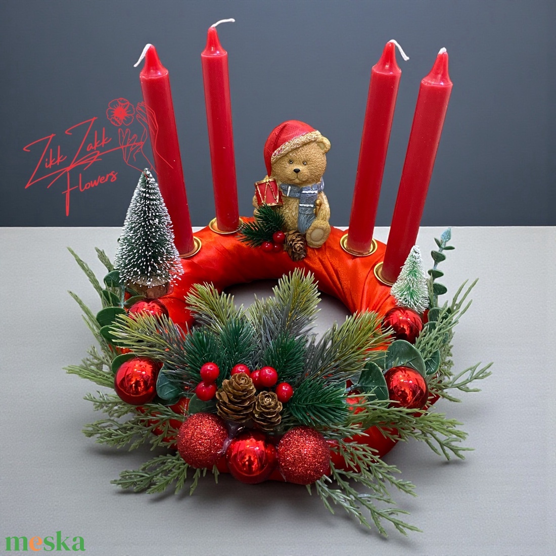 Adventi koszorú � Télapó Mackó Varázsa - karácsony - adventi díszek - adventi koszorú - Meska.hu