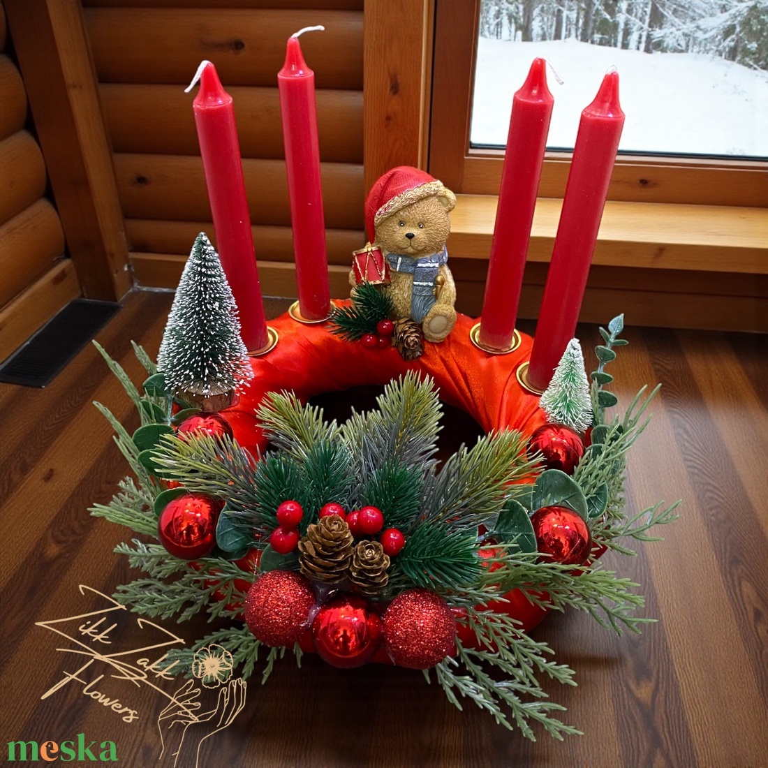 Adventi koszorú � Télapó Mackó Varázsa - karácsony - adventi díszek - adventi koszorú - Meska.hu