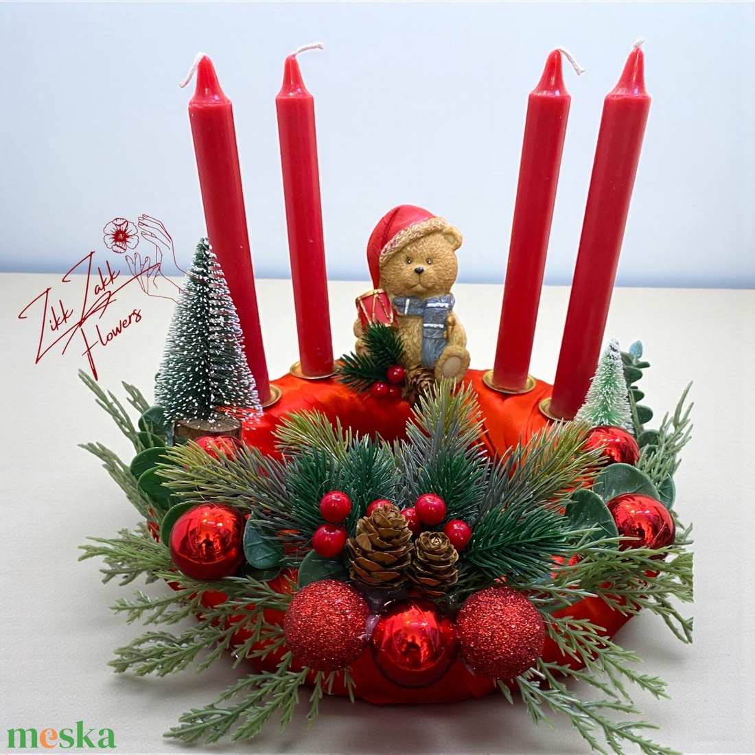 Adventi koszorú � Télapó Mackó Varázsa - karácsony - adventi díszek - adventi koszorú - Meska.hu