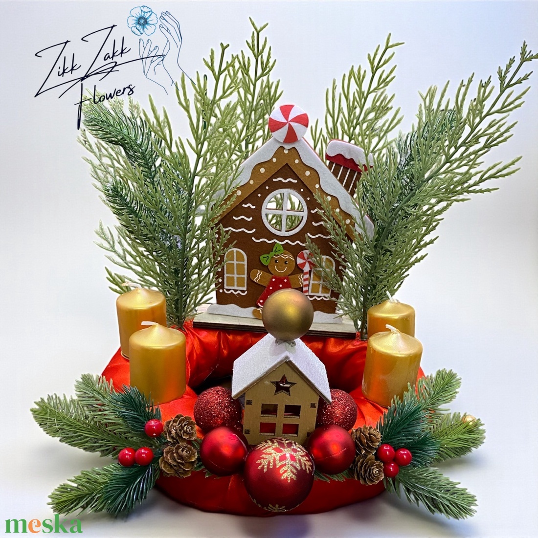 Adventi koszorú  Mézeskalács Karácsonyfalucska - karácsony - adventi díszek - adventi koszorú - Meska.hu