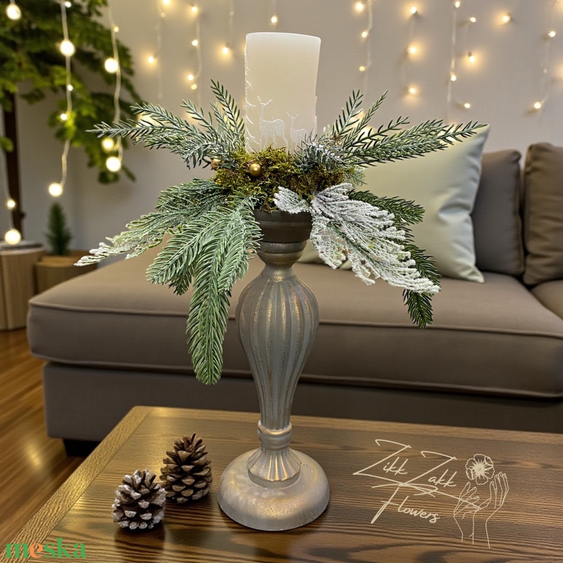 Arany talpas gyertyatartó kompozíció - karácsony - adventi díszek - adventi asztaldísz - Meska.hu