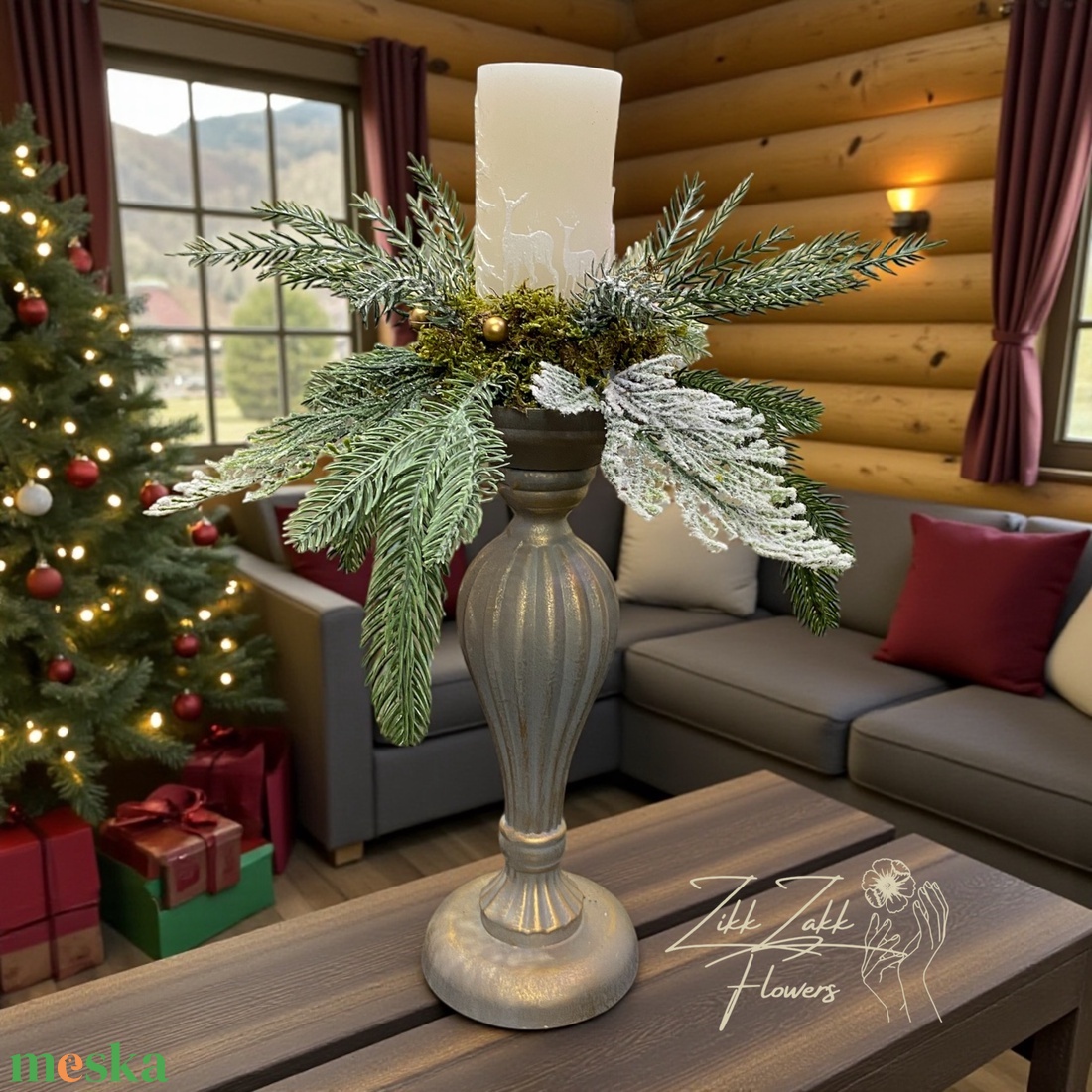 Arany talpas gyertyatartó kompozíció - karácsony - adventi díszek - adventi asztaldísz - Meska.hu