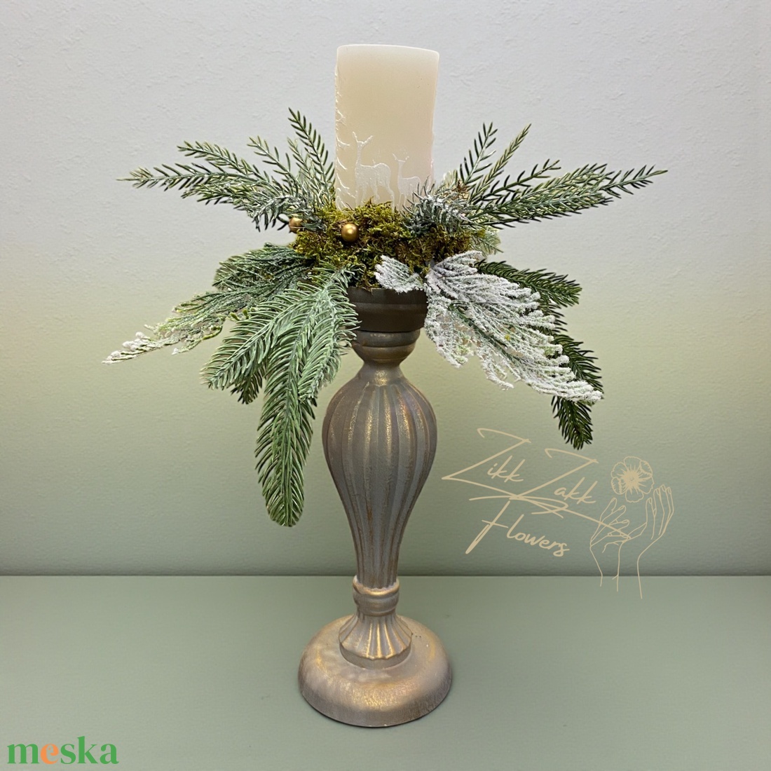 Arany talpas gyertyatartó kompozíció - karácsony - adventi díszek - adventi asztaldísz - Meska.hu