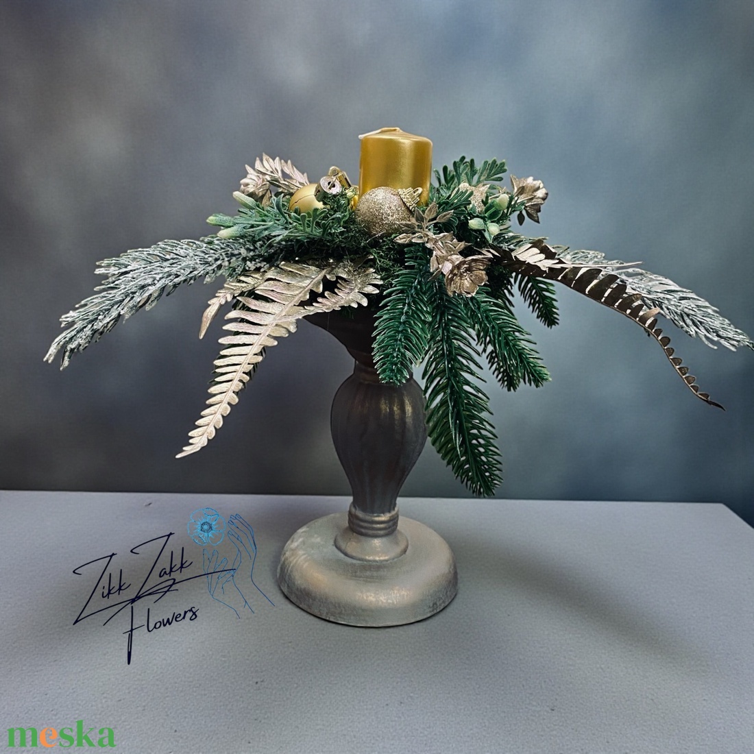 Arany gyertyás kandeláber asztaldísz - karácsony - adventi díszek - adventi asztaldísz - Meska.hu