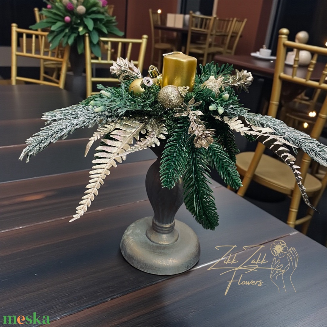 Arany gyertyás kandeláber asztaldísz - karácsony - adventi díszek - adventi asztaldísz - Meska.hu