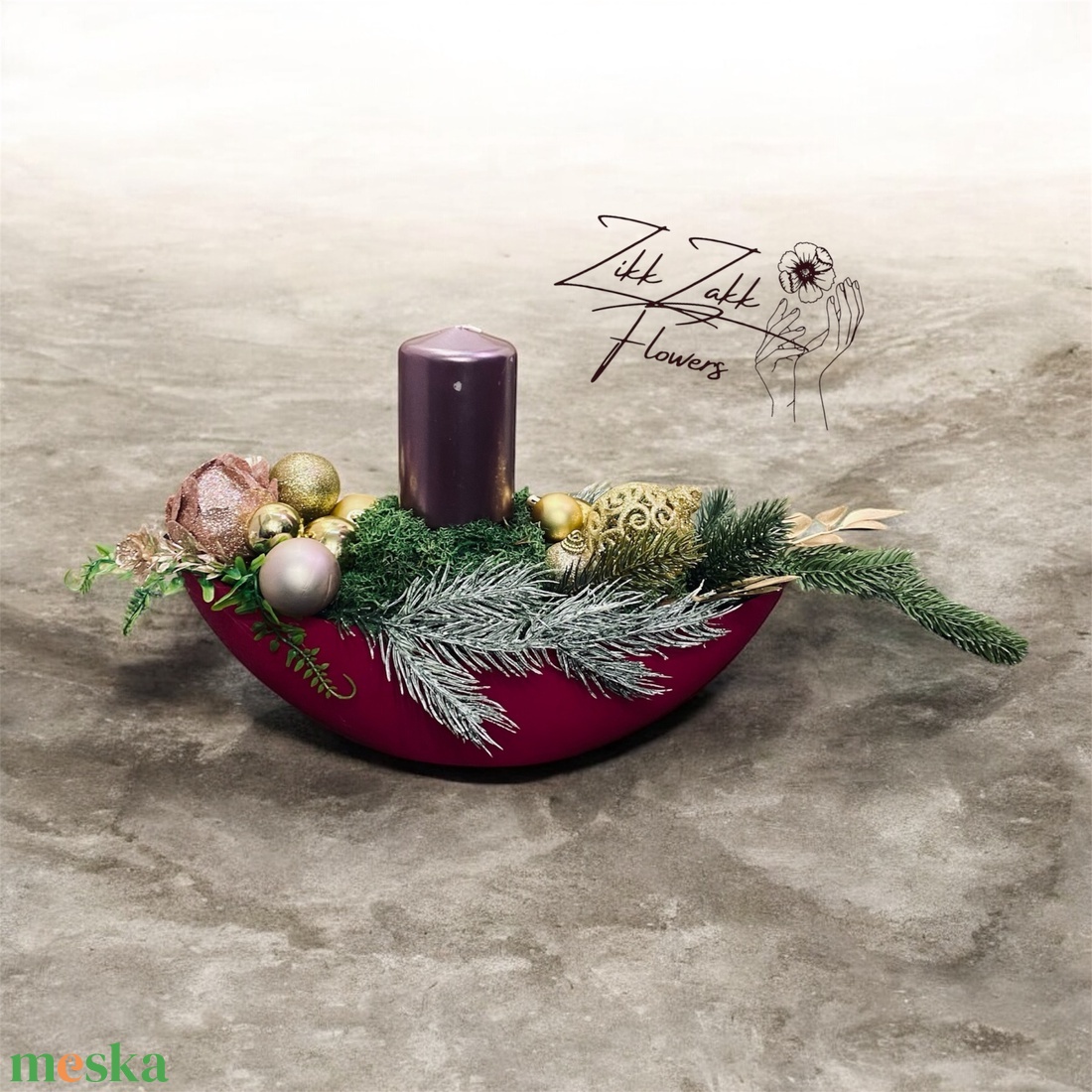 Csónak alakú tálas adventi dekor - karácsony - adventi díszek - adventi asztaldísz - Meska.hu