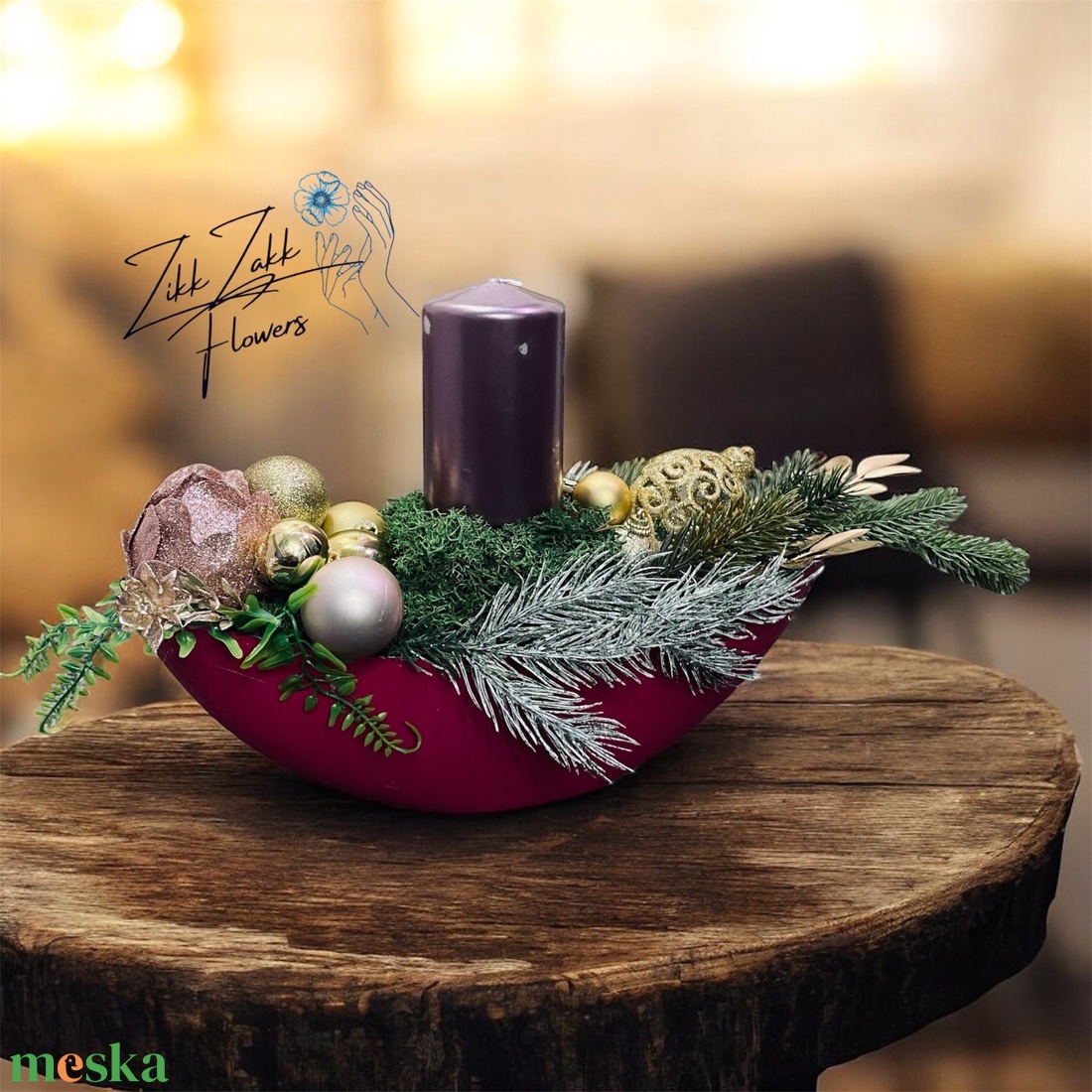 Csónak alakú tálas adventi dekor - karácsony - adventi díszek - adventi asztaldísz - Meska.hu