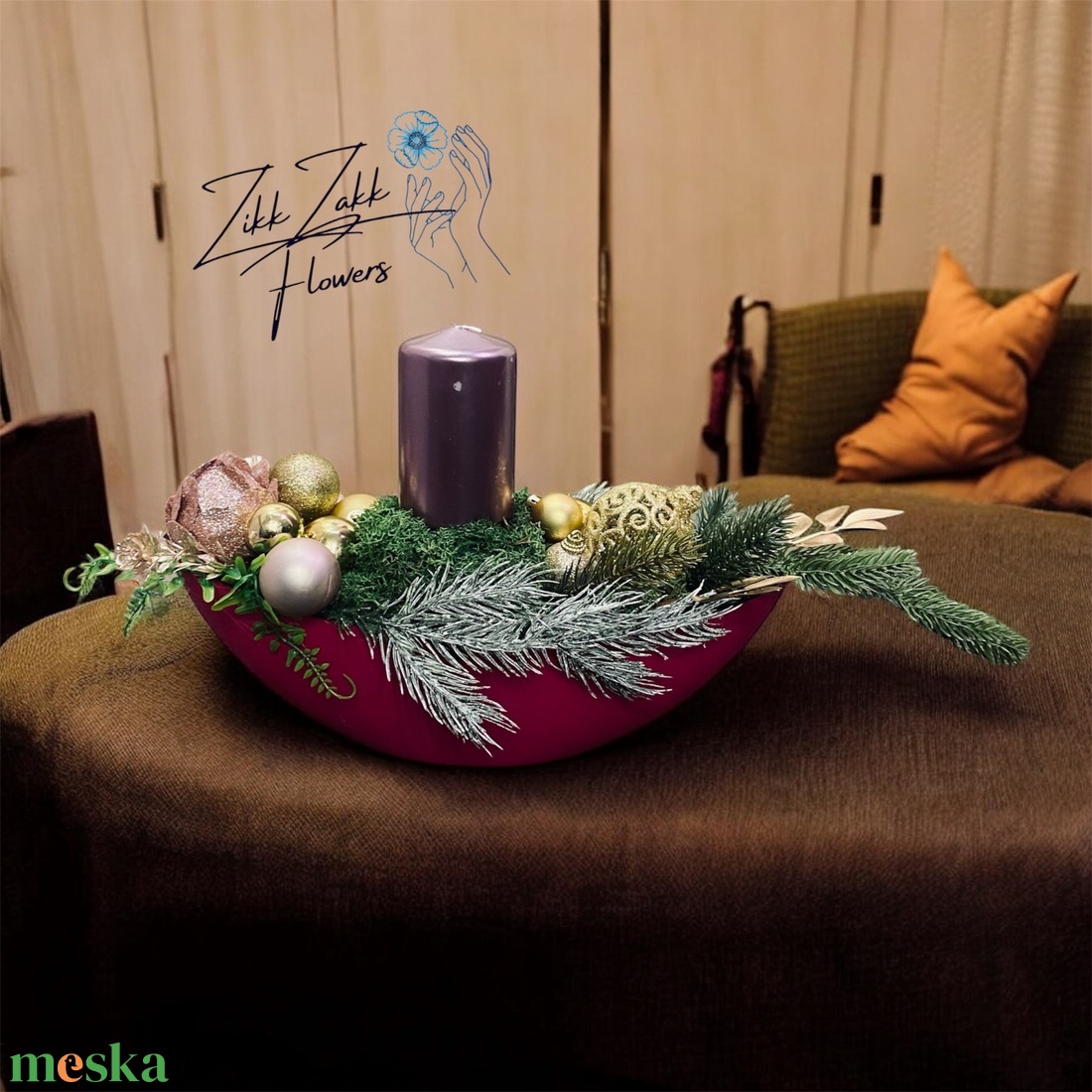 Csónak alakú tálas adventi dekor - karácsony - adventi díszek - adventi asztaldísz - Meska.hu