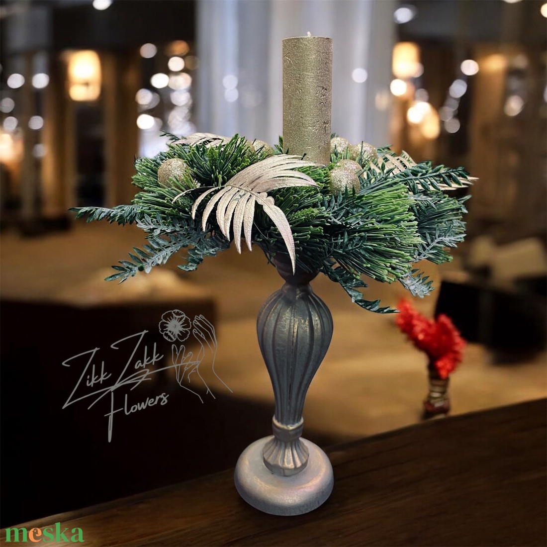 Zöldarany gyertyatartó - karácsony - adventi díszek - adventi asztaldísz - Meska.hu