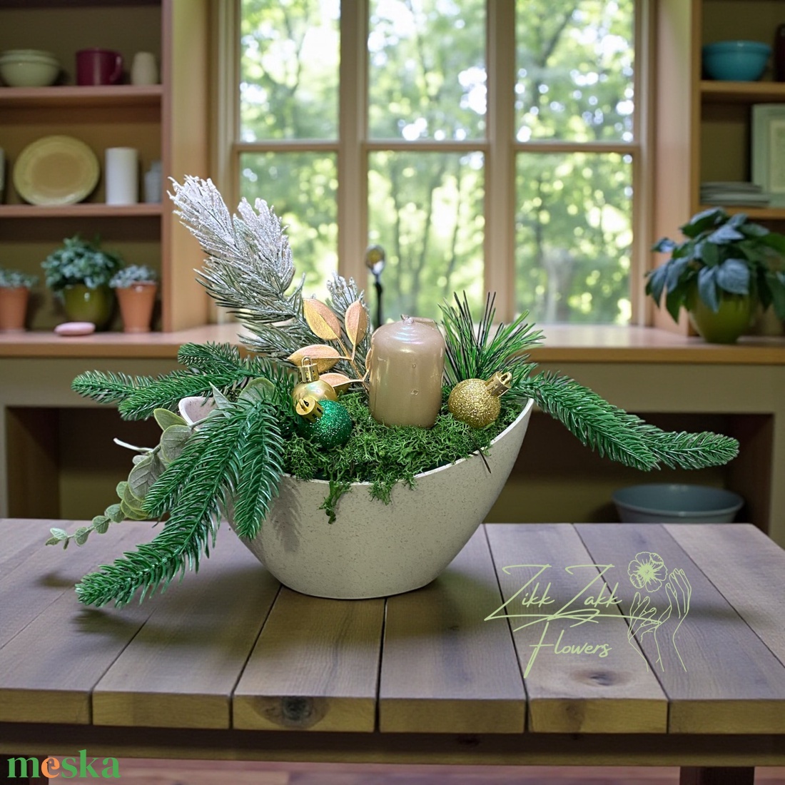 Fehér Modern Adventi Tál � Bézs Gyertyával - karácsony - adventi díszek - adventi asztaldísz - Meska.hu