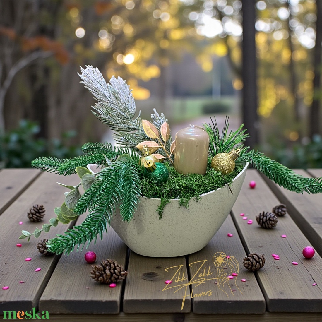 Fehér Modern Adventi Tál � Bézs Gyertyával - karácsony - adventi díszek - adventi asztaldísz - Meska.hu