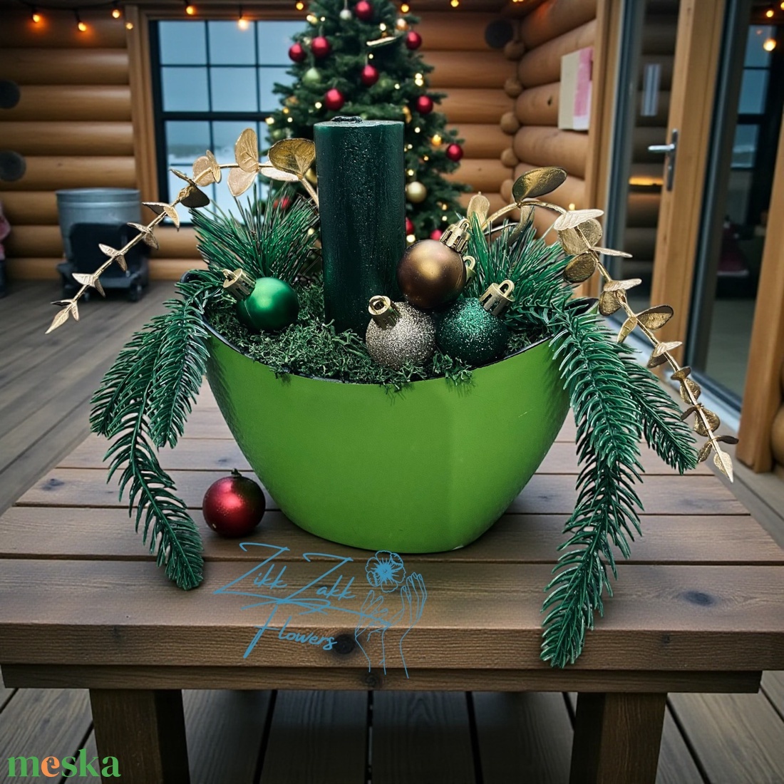 Zöld Harmónia  Ünnepi Gyertyadísz - karácsony - adventi díszek - adventi asztaldísz - Meska.hu