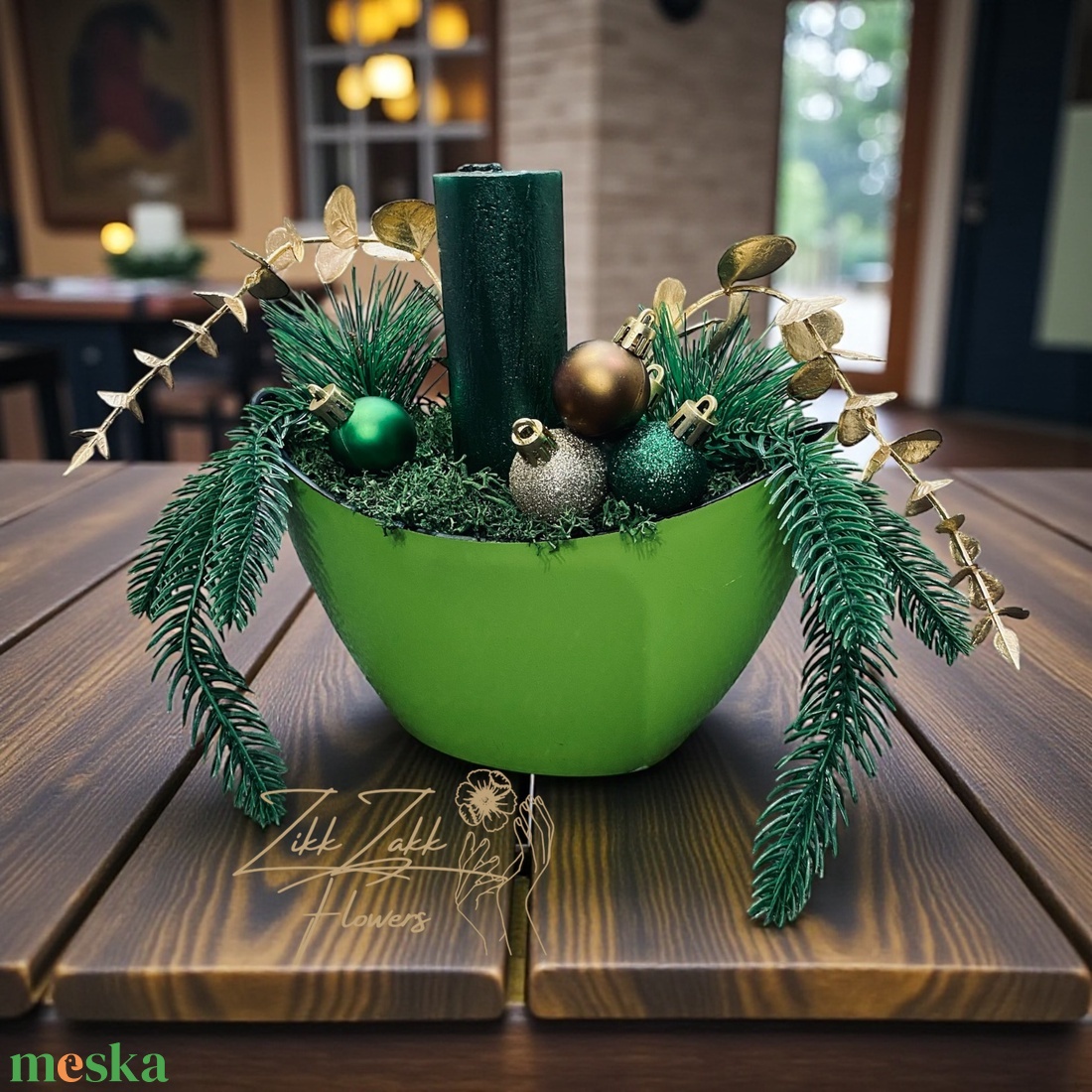 Zöld Harmónia  Ünnepi Gyertyadísz - karácsony - adventi díszek - adventi asztaldísz - Meska.hu