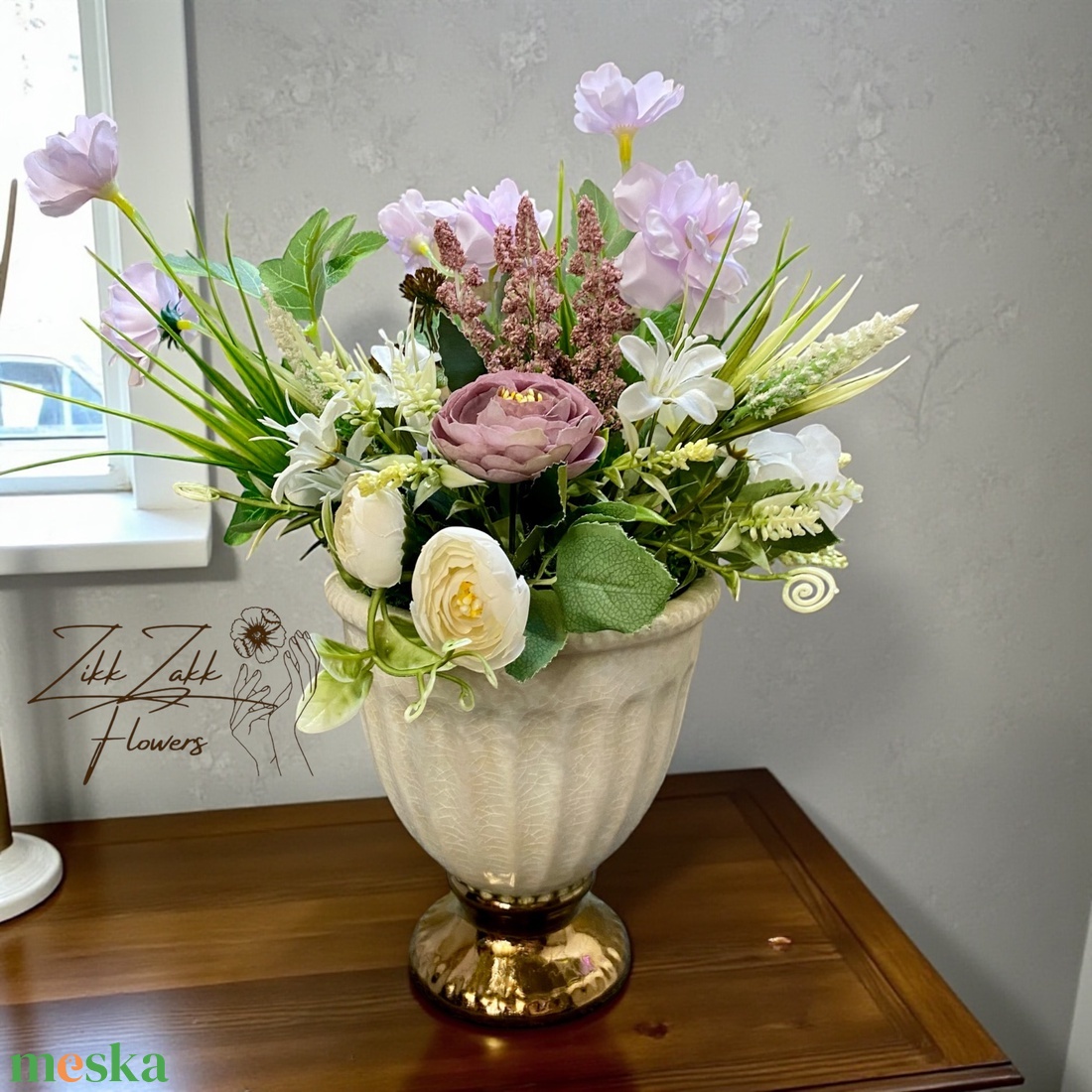 Klasszikus elegancia � világos kaspós kompozíció - otthon & életmód - dekoráció - asztal és polc dekoráció - asztaldísz - Meska.hu