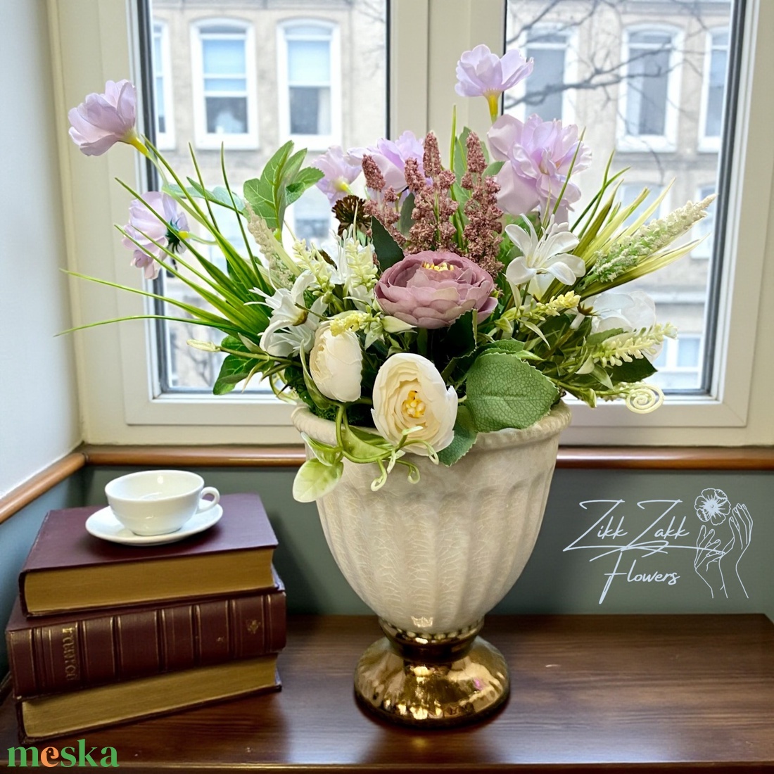 Klasszikus elegancia � világos kaspós kompozíció - otthon & életmód - dekoráció - asztal és polc dekoráció - asztaldísz - Meska.hu