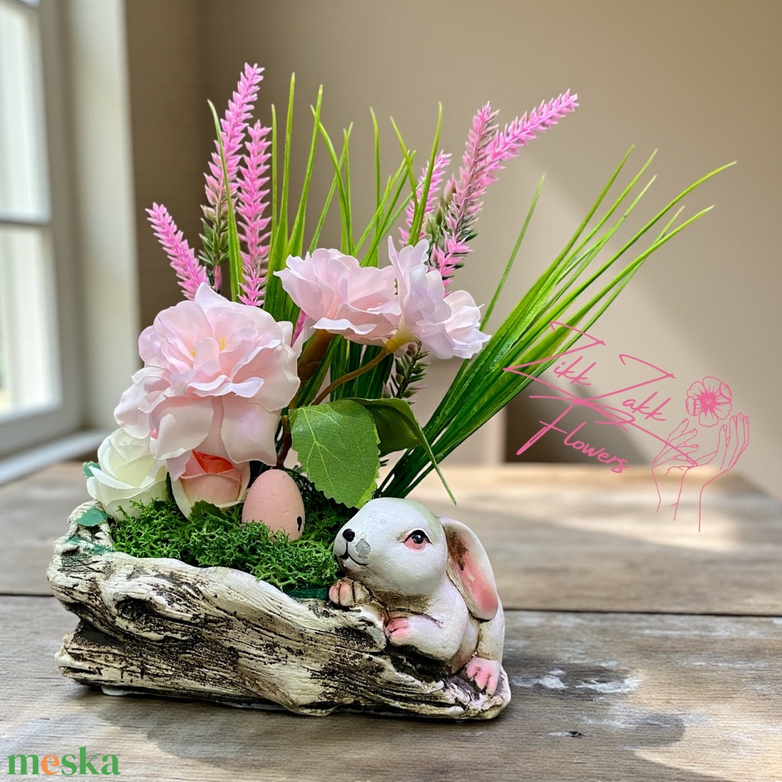 Húsvéti Nyuszi Virágkompozíció � Faág Kaspóban - ünnepi díszek, dekorációk - húsvéti díszek és dekorációk - húsvéti asztaldíszek - Meska.hu