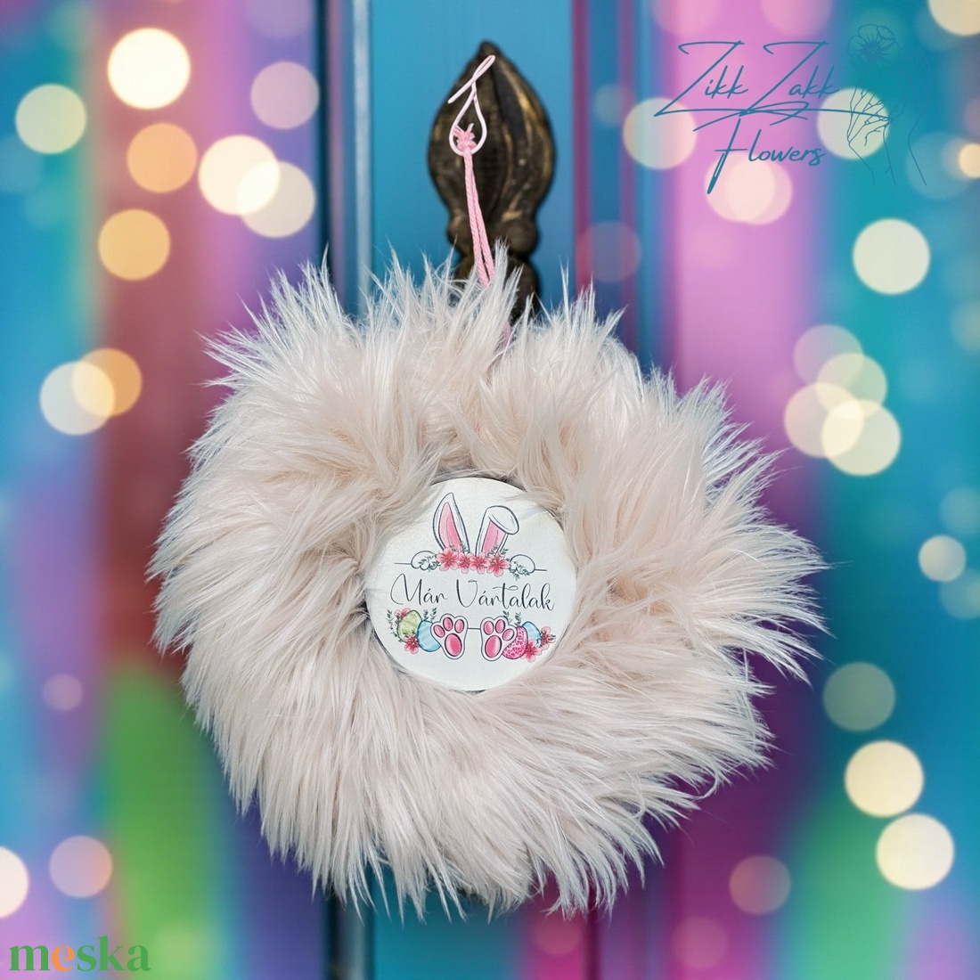 Húsvéti Ajtókopogtató � Már Vártalak Nyuszival - ünnepi díszek, dekorációk - húsvéti díszek és dekorációk - húsvéti ajtódísz, kopogtató - Meska.hu