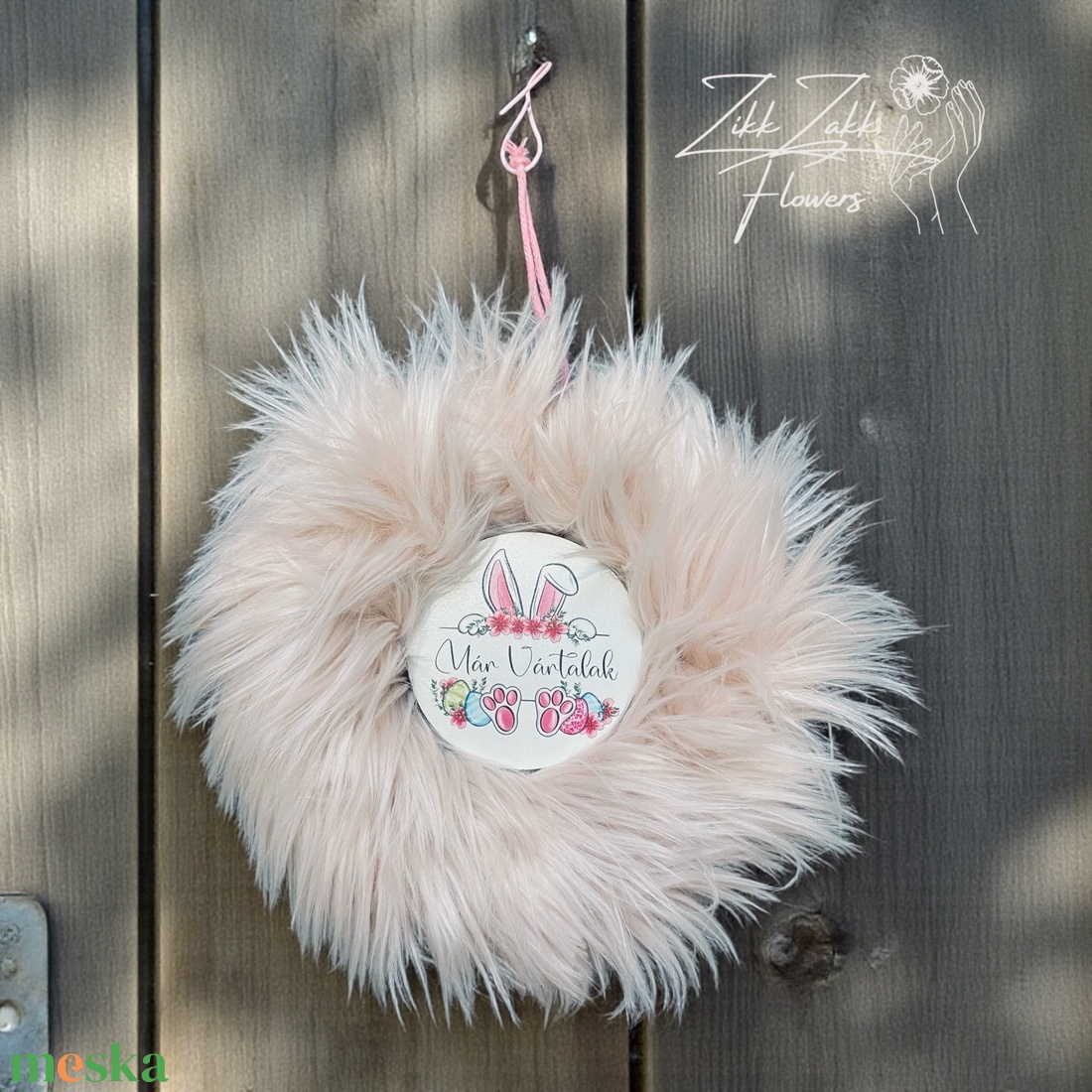 Húsvéti Ajtókopogtató � Már Vártalak Nyuszival - ünnepi díszek, dekorációk - húsvéti díszek és dekorációk - húsvéti ajtódísz, kopogtató - Meska.hu