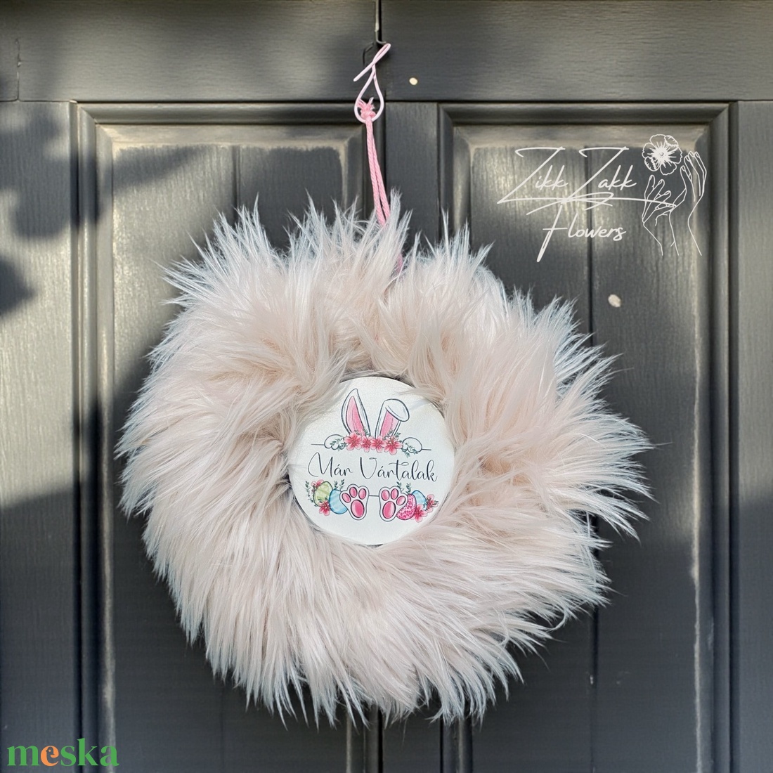 Húsvéti Ajtókopogtató � Már Vártalak Nyuszival - ünnepi díszek, dekorációk - húsvéti díszek és dekorációk - húsvéti ajtódísz, kopogtató - Meska.hu