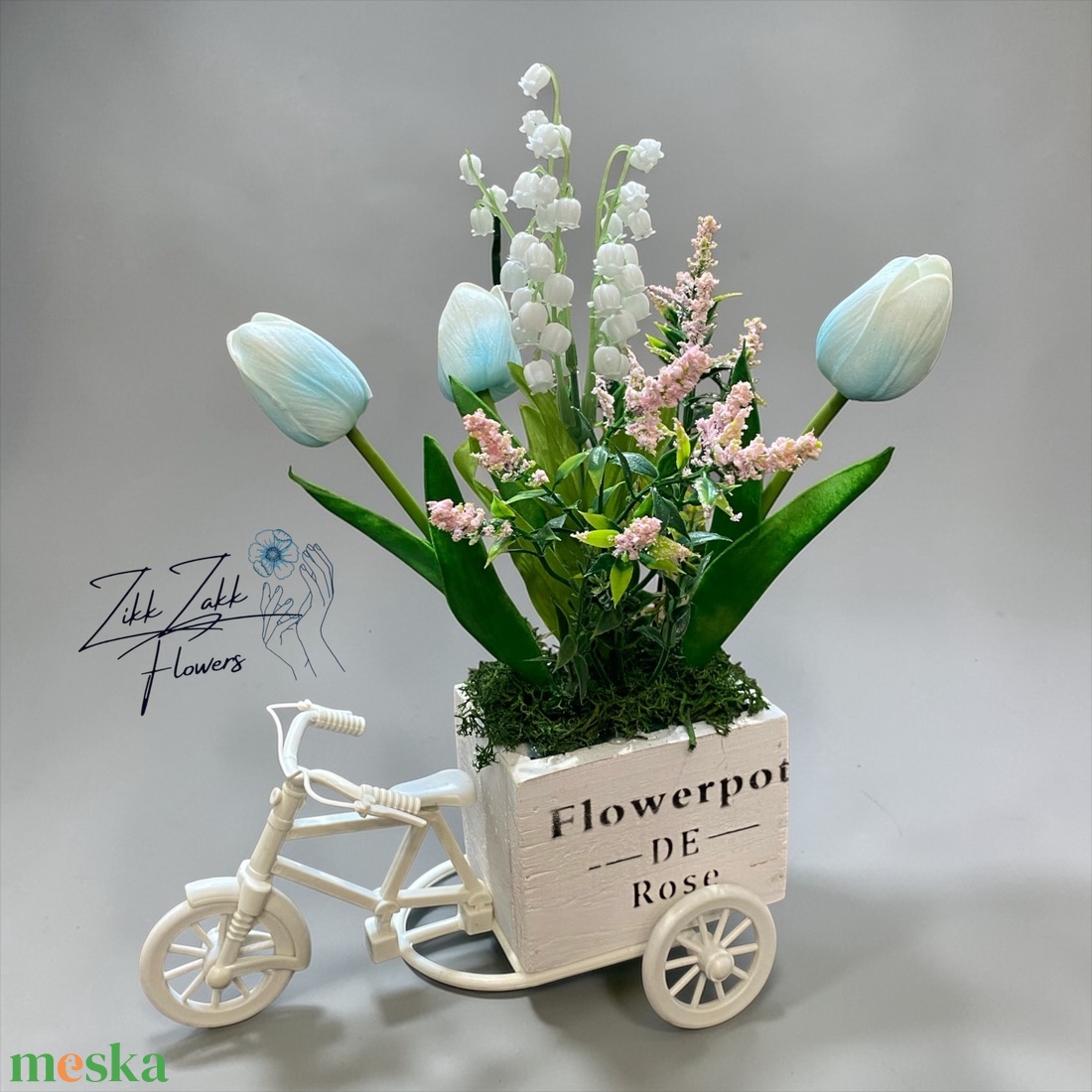 Vintage Biciklis Virágtartó � Tavaszi Kompozíció - ünnepi díszek, dekorációk - húsvéti díszek és dekorációk - húsvéti asztaldíszek - Meska.hu