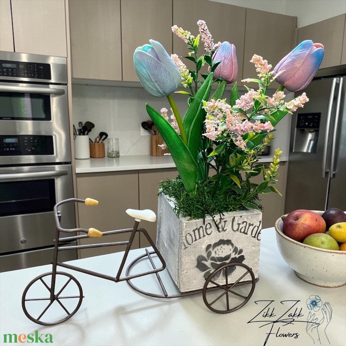 Vintage Kerékpáros Virágdísz � Tulipános Dekor - otthon & életmód - dekoráció - asztal és polc dekoráció - asztaldísz - Meska.hu