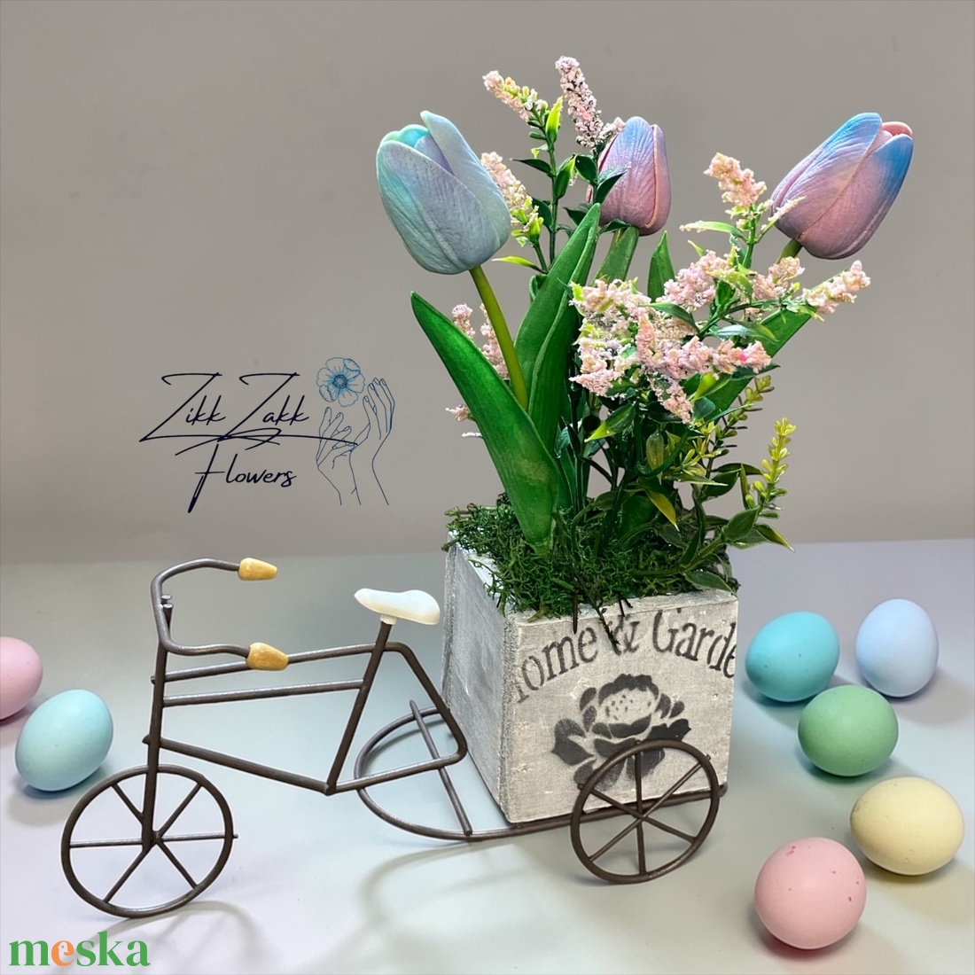 Vintage Kerékpáros Virágdísz � Tulipános Dekor - otthon & életmód - dekoráció - asztal és polc dekoráció - asztaldísz - Meska.hu