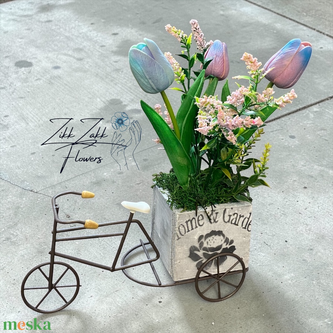 Vintage Kerékpáros Virágdísz � Tulipános Dekor - otthon & életmód - dekoráció - asztal és polc dekoráció - asztaldísz - Meska.hu