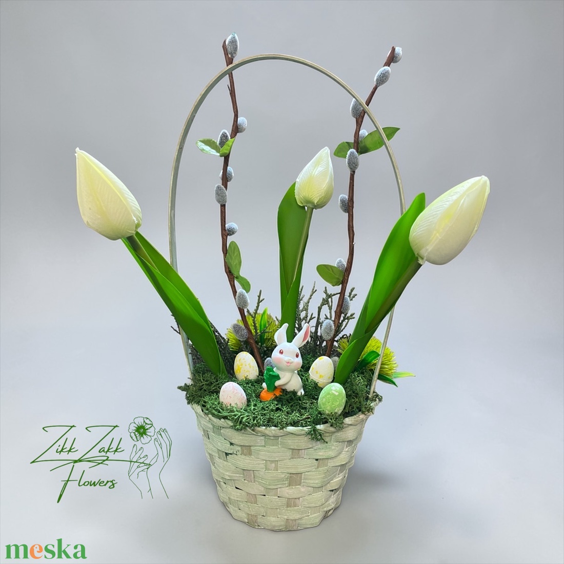 Tulipános Húsvéti Kosár � Nyuszis Dekor - ünnepi díszek, dekorációk - húsvéti díszek és dekorációk - húsvéti asztaldíszek - Meska.hu