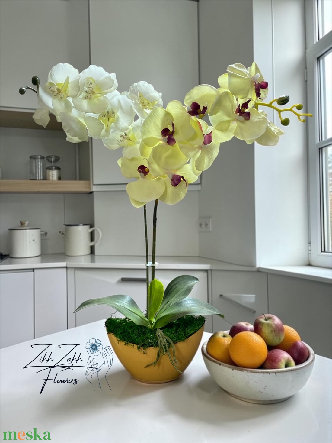 Örök orchidea kompozíció kaspóban � krémfehér - otthon & életmód - virágdekoráció - virágdíszek - asztali virágdísz - Meska.hu