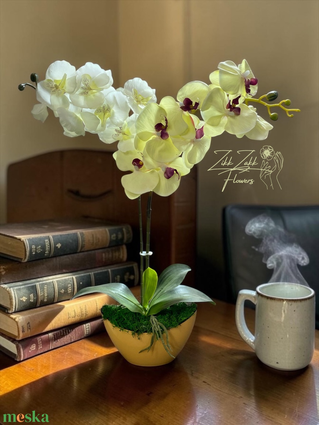 Örök orchidea kompozíció kaspóban � krémfehér - otthon & életmód - virágdekoráció - virágdíszek - asztali virágdísz - Meska.hu