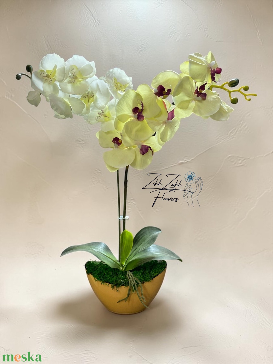 Örök orchidea kompozíció kaspóban � krémfehér - otthon & életmód - virágdekoráció - virágdíszek - asztali virágdísz - Meska.hu