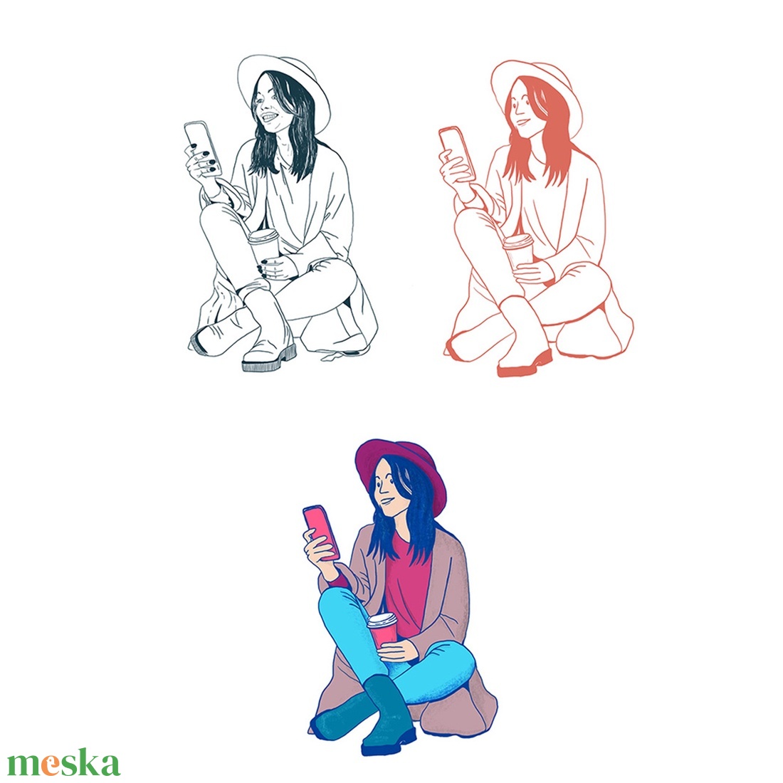 Egyedi vonalrajz karakterportré - művészet - grafika & illusztráció - digitális - Meska.hu