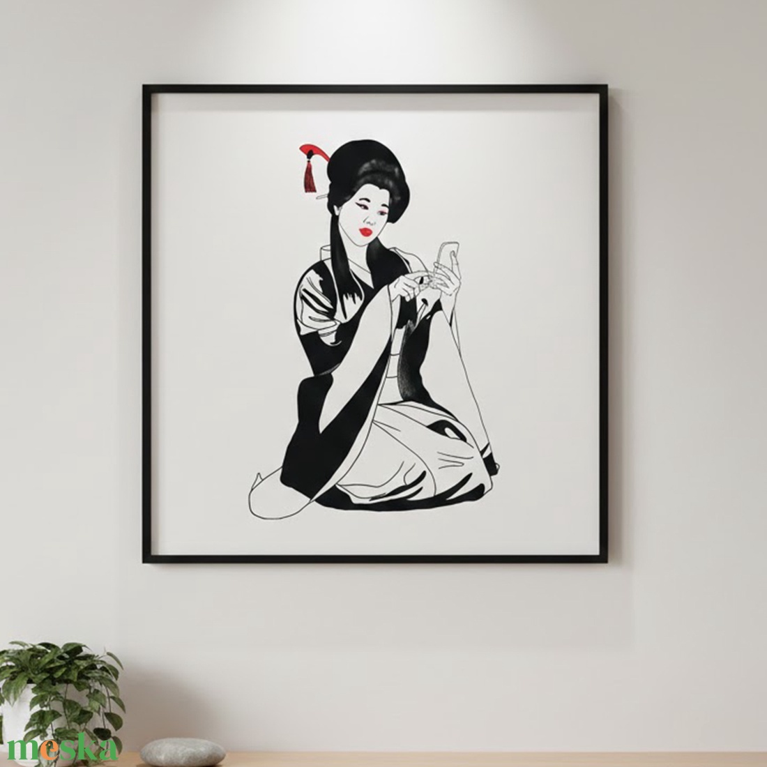 Japán Gésa � vonalrajz illusztráció (digitális letöltés) - művészet - grafika & illusztráció - digitális - Meska.hu